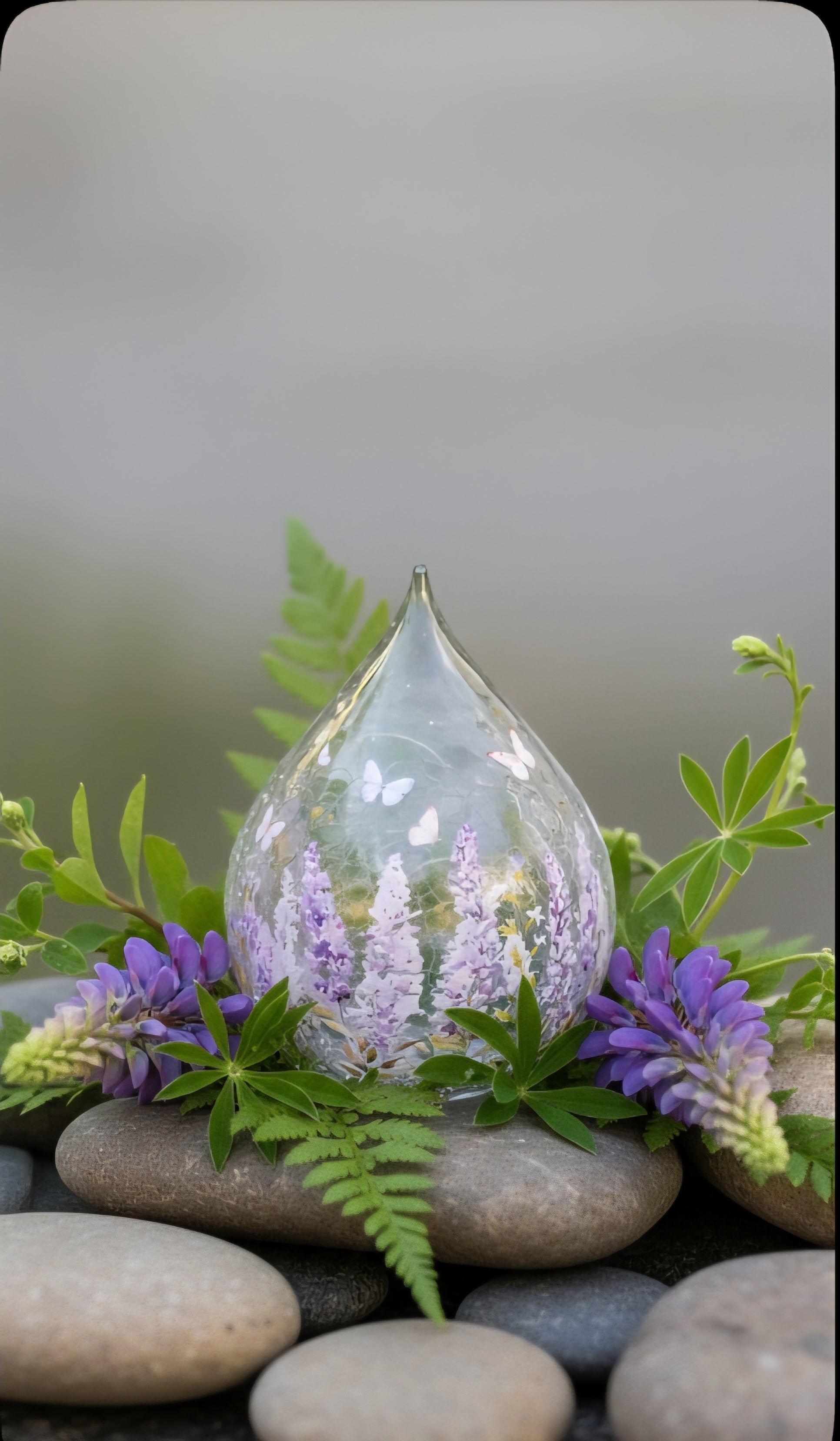 Lavender Meadows – Tear Drop Glass Lamp