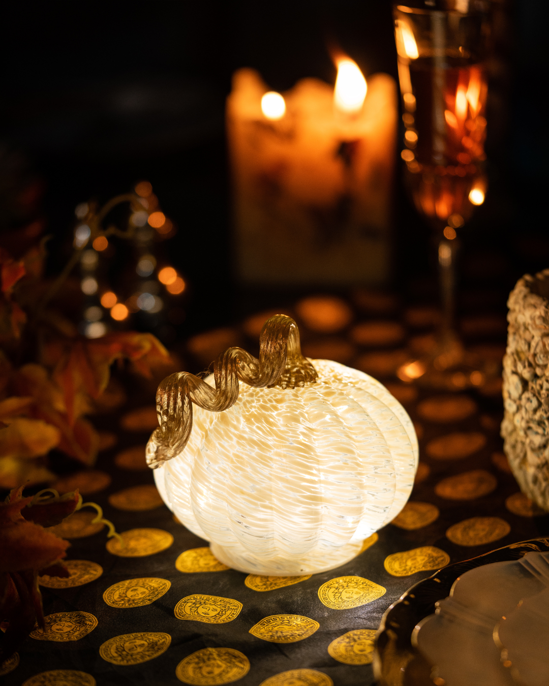 Venetian Ivory – Handblown Glass Pumpkin Lamp